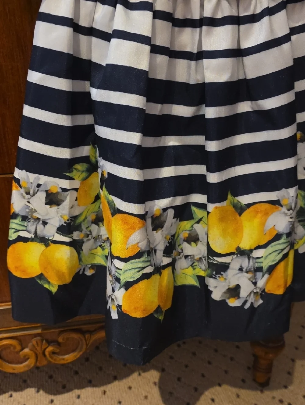 Jessica‎ Ann Navy, White & Yellow Striped Lemon Border Dress with Navy Bolero